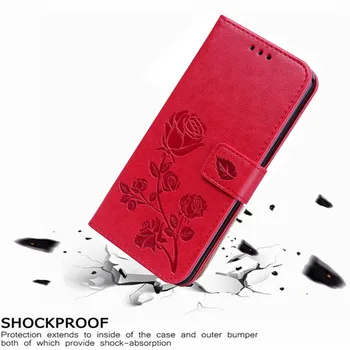 Prabangus Odinis Flip Book Atveju, Motorola Moto E5 Plius E5 Žaisti Rožių Gėlių Piniginės Stovėti Atveju Telefono Dangtelį Maišelį Coque