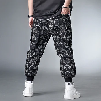 Hip-Hop Streetwear Simbolių Spausdinimo Ziajać Vyrų Negabaritinių Krovinių Kelnės Sweatpants Vyrų Jogger Kelnės Plius Szie 6XL 7XL HX414