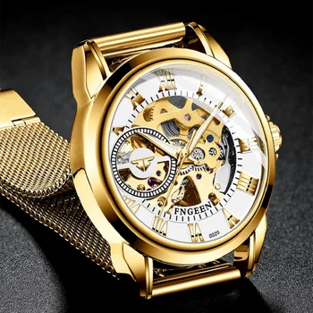 Vyriški Laikrodžiai Top Brand Prabangus Nerūdijančio Plieno Dirželis Laikrodis Vyrams Aukso Laikrodis Stilingas Automatinis Mechaninis laikrodis Žmogus Laikrodis
