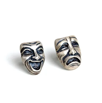925 sterlingas sidabro liūdna laimingas, asimetriškus veido auskarai punk, gothic stiliaus naujas juokinga komedija simbolių veido auskarai