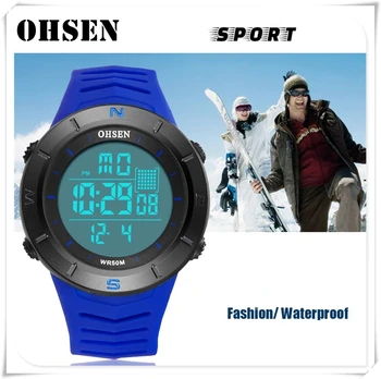 OHSEN Ponios Mados Moterų Sporto Laikrodžiai Vandeniui Studentų Daugiafunkcinis Laikrodis LED Skaitmeninis karių Žiūrėti Mergina Laikrodis