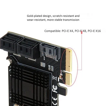 PCIE 5-Port SATA3.0 Plėtimosi Kortelės Kompiuterio korpusą Adapterio plokštę JMB585 Lustas