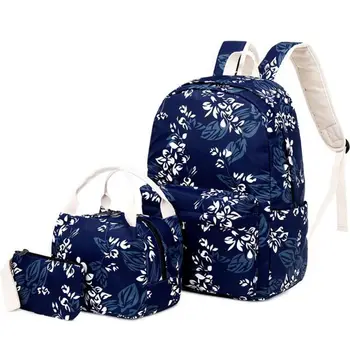 Gėlių mokyklos kuprinė vaikams mokyklos maišą nustatyti rankinės su rašikliu, pieštuku maišelį gėlių mergaitė kuprinės mokyklai vaikų bookbag