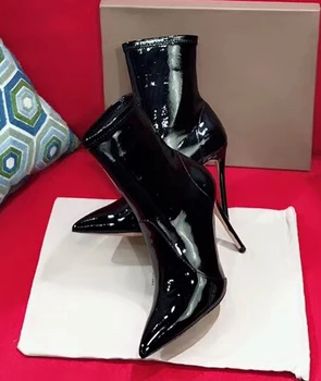 Rudenį ir žiemą naujas nurodė moterų batų mados ruožas odos susiuvimo stiletto batai paprasta laukinių seksualus moterų bootsboots