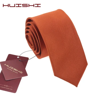 HUISHI Mados Vyras Naujų Klasikinis Tamsiai Oranžinės spalvos Kaklaraištis 6cm 8cm Dryžuotas Austi Vandeniui Verslo Vestuves Atsitiktinis Necktie