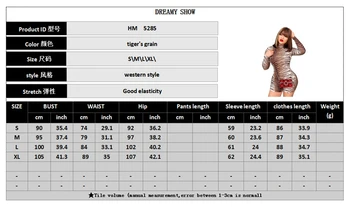 Adogirl Tiger Stripe Spausdinti Moterų Sexy Playsuit 2020 M. Pavasarį Aukšto Kaklo, Ilgomis Rankovėmis Šortai Jumpsuit Naktinis Klubas Liesas Romper Gabaritiniai