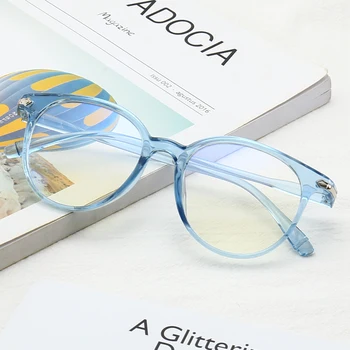 Moterų Mados akiniai kompiuterio akinių, vyriški akiniai retro apskritas skaidrus optiniai akinių rėmeliai mėlyna šviesa akiniai
