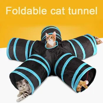 Katė Tunelis, 5-Taip, Sulankstomas Pet Žaislas Tunelis - Triušių, Kačių ir Šunų Žaidimas Vamzdis - Juoda mėlyna