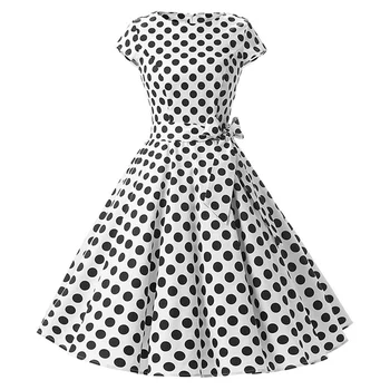 Sisjuly 1950 retro suknelės moterims kropkowany bowknot linija, juodos spalvos elegantiškas arbatos rockabilly derliaus moterys vasarą trumpą suknelę 2019