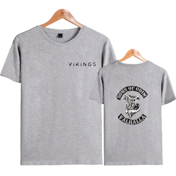 SŪNŪS ODIN VALHALLA marškinėliai Vyrams, Moterims Crewneck t-shirt Mens Hip-Hop Vikingų Karalius marškinėlius Vasaros Atsitiktinis t marškinėliai topai Drabužiai