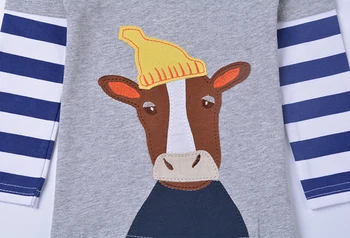 SAILEROAD Gyvūnų Karvė Siuvinėjimo Berniuko, Long Sleeve T Shirts Rudens Vaikas Infantil Viršuje Tee Drabužių Medvilnės Camiseta Real De 2020 m.
