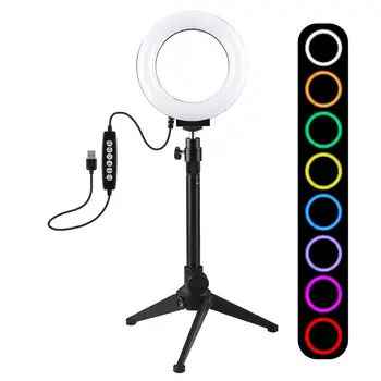 PULUZ 4.7/6.2 colių 10 Rūšių RGBW Pritemdomi LED Selfie Žiedas, Šviesos, Fotografijos, Vaizdo, Šviesos, & Light Stand 
