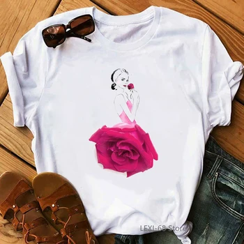 Iliustracija gėlės Baleto Šokėja, print t-shirt moterims 