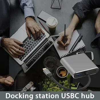 4-in-1 Docking Station Tipas-C, HDMI+VGA+USB3.0+PD Daugiafunkcinis Padalijimo Linijos Kortelių Skaitytuvas Hub Plug And Play