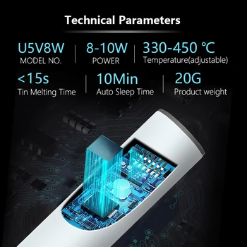USB Įkrovimo lituoklio 5V 8W Reguliuojama Temperatūra Elektros lituoklio Rinkinys su litavimo stovėti solderng vielos