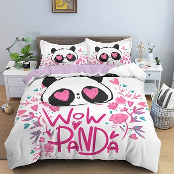 Mielas Panda Spausdinti Prabangus Patalynės Komplektas, 3d Spausdinimas Antklode Padengti Užvalkalas dėl Vaikų, Paauglių Vienu Karalienė King Size Lova 2 Rinkiniai/3pcs