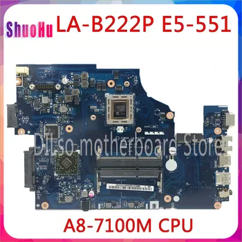 KEFU E5-551 LA-B222P Mainboard A8-7100M Acer E5-551 E5-551G Nešiojamas Plokštė Z5WAK Bandymo Dirbti Originalus DDR3 Intel HM76