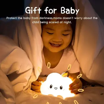 Debesų Vaikai Naktį Šviesos Minkšto Silikono Nešiojamų Kūdikių Mergaitės Darželio Bamblys Lempos Nuotolinio Valdymo pulto LED naktinė lempa Vaikams-Kūdikiams