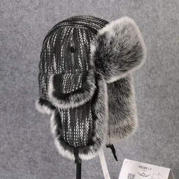 B-8433 Vyras Bombonešis Skrybėlę Rex Triušio Kailiu Trapper Skrybėlės Žiemos Sniego Kepurės Rusijos Ushanka Skrybėlę Earflap Slidinėjimo Kepurė