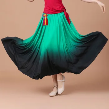 Moterų Ispanų Flamenko Sijonas Šokių Praktikos Ilgas Big Swing Sijonas Gradiento Spalvos Veiklos Čigonų Sijonas Lady Pilvo Sijonas, Suknelė