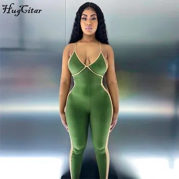 Hugcitar 2020 rankovių backless kratinys seksualus jumpsuit vasaros moterų mados streetwear komplektus bodycon megztinis