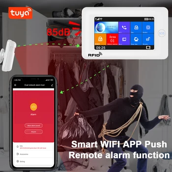 Awaywar WIFI, GSM namų Apsaugos nuo Įsilaužimo smart Signalizacijos Sistemos komplektas Tuya 4.3 colių jutiklinį ekraną APP 