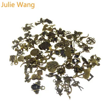 Julie Wang 100g/pak Atsitiktinai Sumaišyti Stilius, Antikvariniai Bronzos Maži Talismanai, Skirti Karoliai, Pakabučiai, Apyrankės Juvelyrikos Priėmimo Priedai