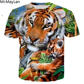 Naujas Tigras Gyvūnų marškinėliai 3D Spausdinimo Juokinga marškinėlius Vyrų, Moterų Atsitiktinis Pasaulio Žemėlapyje Streetwear hip-hop Ropa hombre drabužius harajuku Viršūnės