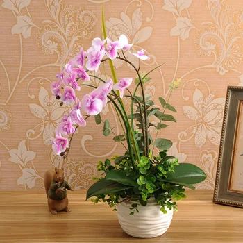 1set silicio nekilnojamojo touch dirbtinė orchidėja, gėlių kompozicijų mini bonsai gėlė, tik ne vaza