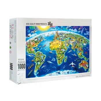 1000 Vnt./Pak Pasaulio Paminklų Žemėlapis, Dėlionė, Medienos Surinkti Jigsaw Puzzles Suaugusiems