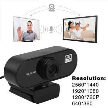2K HD Webcam su integruotu Mikrofonu USB Tvarkyklės Nemokama PC Kompiuteris Web Kamera CMOS Jutiklis USB 2.0 Kameros