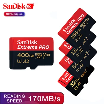 Originalios SanDisk Extreme Pro Mikro SD Kortelę iki 170MB/s A2 V30 U3 64GB 128GB 256 gb TF Kortelė Sandisk Atminties Kortelė Su SD Adapteriu