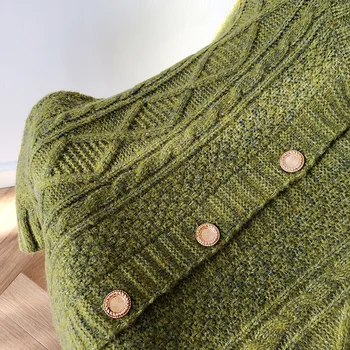 Žalia Metalo Sagtis Megzti Megztinis moteriški Drabužiai Pavasarį Ir Rudenį 2020 Naujų korėjos Stiliaus Stiliaus Megztinis Kailis