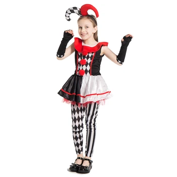 Merginos Blogio Arlekinas Medaus Juokdarys Kostiumas Childs Zombie Cirko Helovinas Fancy Dress