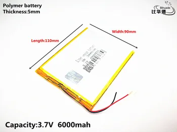 Litro energijos baterija 3.7 V,6000mAH 5090110 (polimeras ličio jonų baterija) Li-ion baterija tablet pc 8 colių 9 colių, 10 colių