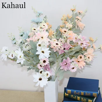 Ilgai dirbtinės gėlės aukštos kokybės šilko daisy namų vestuvių stalo dekoras baltas fonas susitarimą apdailos reikmenys