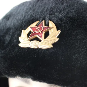 Sovietų Armijos Karinė Ženklelis Rusija Ushanka Bombonešis Skrybėlės Pilotas Trapper trooper Skrybėlę Žiemos Dirbtiniais Triušio Kailio Earflap Vyrų Sniego Kepurės