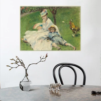 Citon Pierre Auguste Renoir《Madam Monet ir Jos Sūnus》Drobė Meno Aliejaus Tapybai Plakato Nuotrauką Sienų Dekoras Namų Interjero Apdaila