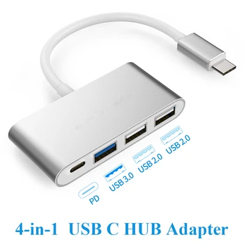4 In 1 Tipo C HUB Tipo C Iki USB2.0/3.0/C 4 Uostų Adapteris 50W PD Greito Įkrovimo 5Gbps Super Spartos Duomenų Perdavimo Dock For Macbook