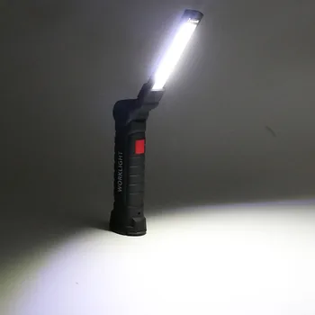 Nešiojamų COB LED Žibintuvėlį, Fakelą USB Įkraunamas LED Darbo Šviesos Magnetinis COB Lanterna Palapinės Kabo Lempa, Lauko Kempingas