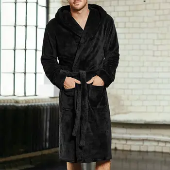 2020 Vyrų Chalatas Žiemos Pailgino Vilnos Pliušinis Skara Apykaklės Varčias Sleepwear Spa Suknelė Kimono Pižama ilgomis Rankovėmis Chalatas, M-2XL