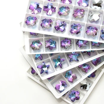 Kaip 14mm Snaigės Forma, Pandant 2020 nauja violetinė spalva, viena skylė stiklo, krištolo Akmenimis sniego gėlių skylės masės Dėl flip flop auskarai