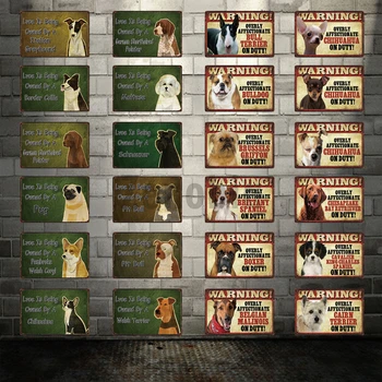 Augintiniai, Šunų Alavo Pasirašyti Pit Bull Šuo Šuniukas Chihuahua Boksininkas Retro Metalo Pasirašyti Alavo Plakatas Baras Klubo Namų Dekoro Sienos Meno Geležies Tapyba