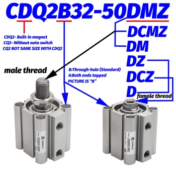 CDQ2B CQ2A CDQ2B50 CDQ2A50 Oro pneumatinis cilindras CDQ2B50-30DZ CDQ2A50-30DZ Lazdele pabaigos famale sriegis, su magnetu į