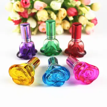 20pcs/daug 6ml Mini Spalvinga Rose Formos Stiklinis Kvepalų Buteliukas Parfum Kvepalų, Kosmetikos Pakuotės Buteliukas Daugkartiniai Stiklo Buteliukai
