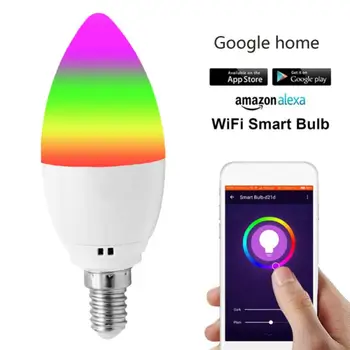 Tuya WiFi Smart Lemputė Šviesos RGB + M + C, LED Žvakių Lemputė E14 šviesos srautą galima reguliuoti Šviesos Smart Gyvenimas / Nuotolinio Valdymo Suderinama Su Alexa
