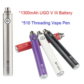 1300mAh UGO V III EGO T Baterija Micro USB Evod Tranzitinio Įkroviklis Elektroninių Cigarečių 510 sriegis UGO V3 už Vape Purkštukai, Bakelis