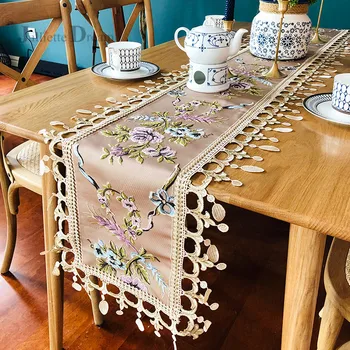 Nauja Europos stalo runner Sielovados sodas staltiesė stalo bėgikų šiuolaikinės pakabukas fortepijonas viršelis romantiška staltiesės siuvinėjimas