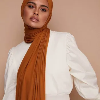 SMG 180*85cm Didelis Dydis Musulmonų Paprasto Medvilnės Ruožas Jersey hijabs Šalikas Minkštos Medžiagos Tampus Skaros Moterų