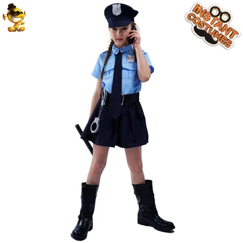 Helovinas Vaikams Policijos Pareigūnas Vienodi Kostiumai Cosplay Girl Blue Policijos Suknelės, Kostiumų Kalėdinis vakarėlis